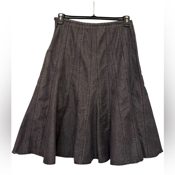 Larry Levine Stretch Denim Pleated Flare Skirt - Picture 3 of 6